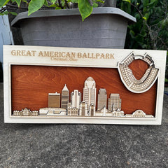 Great American Ballpark & Cincinnatti, Ohio Skyline Wood Sign
