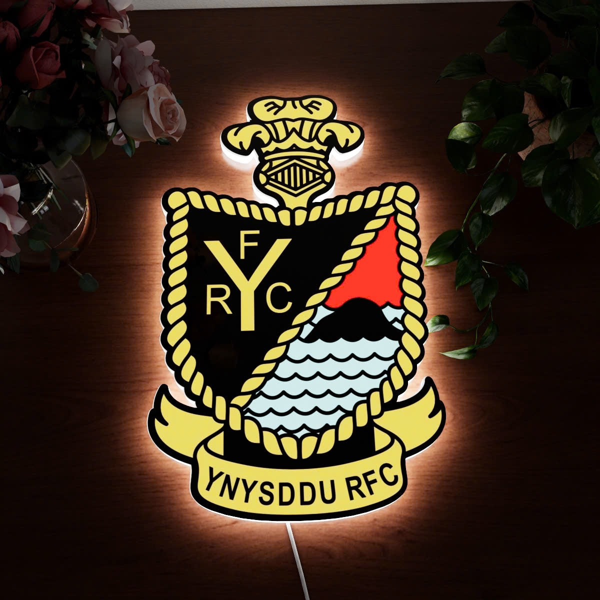 Ynysddu rfc badge LED Wall light