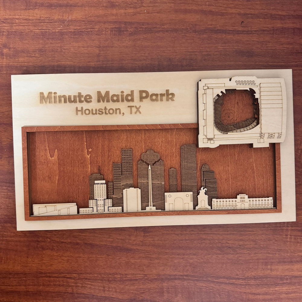 Minute Maid Park & Houston, Texas Skyline Wood Sign