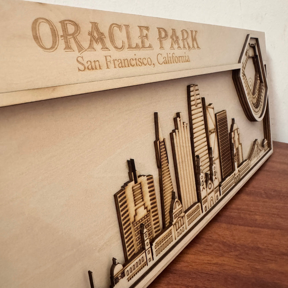 Oracle Park & San Francisco, California Skyline Wood Sign