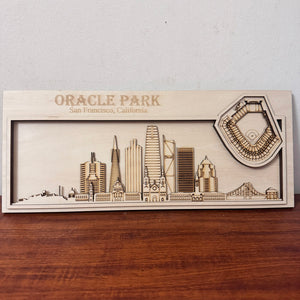 Oracle Park & San Francisco, California Skyline Wood Sign