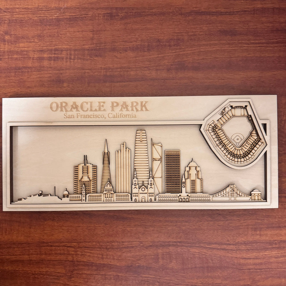 Oracle Park & San Francisco, California Skyline Wood Sign