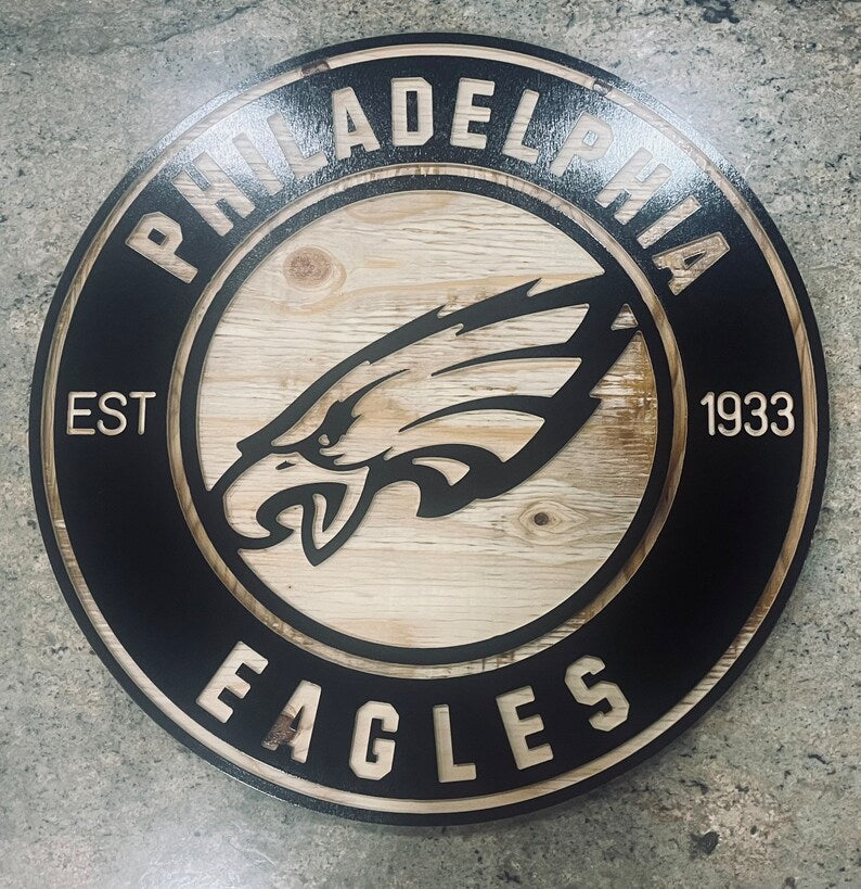 PHILADELPHIA FOOTBALL Logo Wood Wall Art Sign Man cave Garage