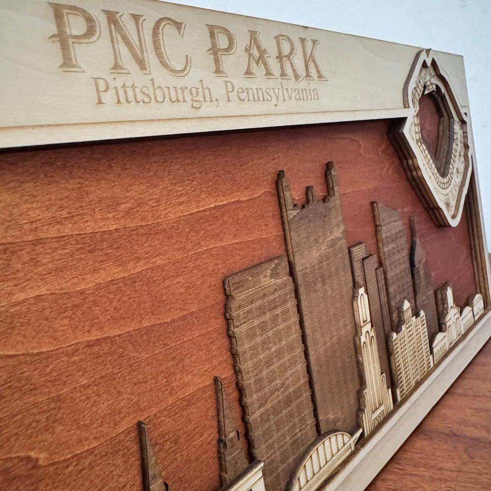 PNC Park & Pittsburgh, Pennsylvania Skyline Wood Sign