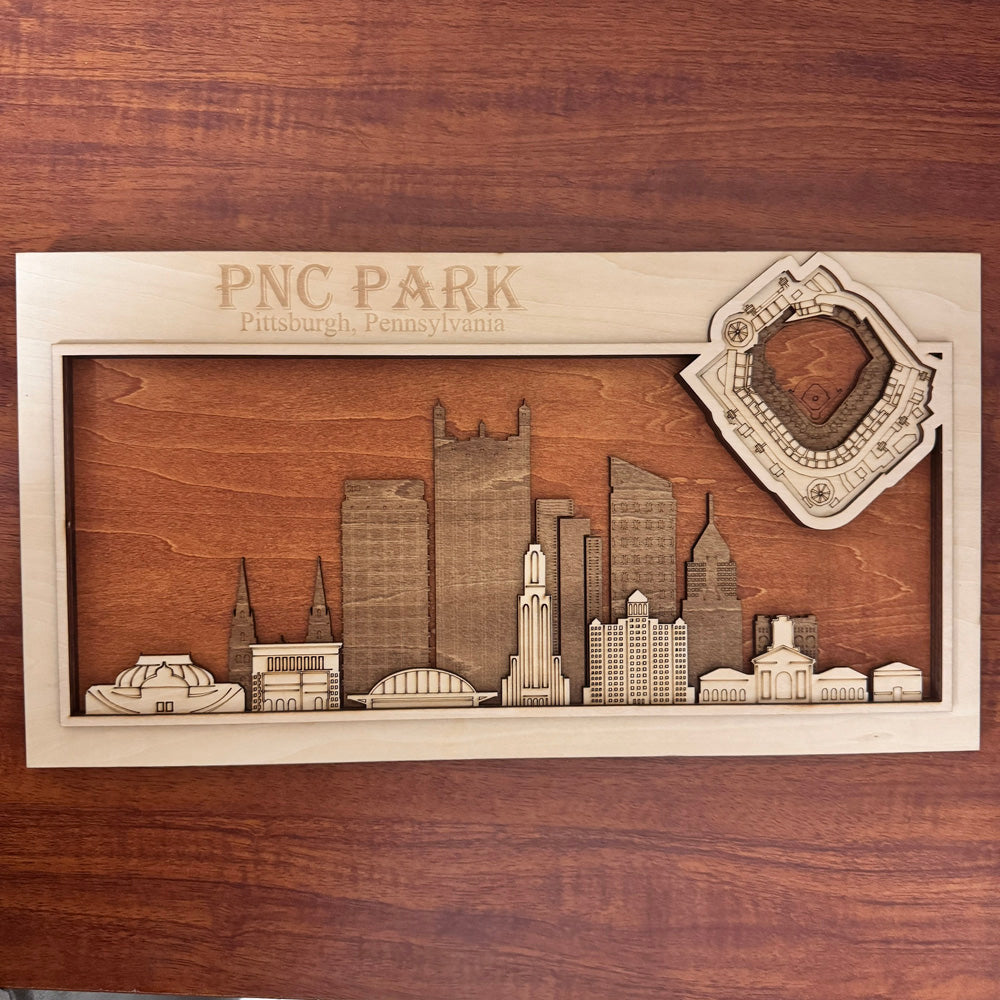 PNC Park & Pittsburgh, Pennsylvania Skyline Wood Sign