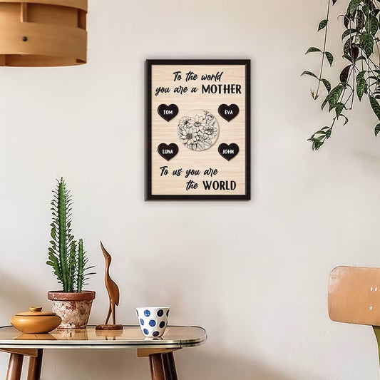 Personalized Name Mother's Day Wood Sign, To Us You Are The World Sign Gift For Mom
