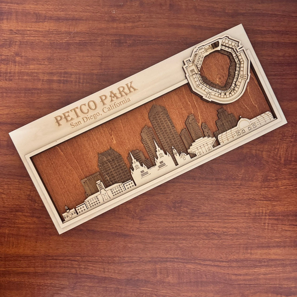 Petco Park & San Diego, San Diego California Skyline Wood Sign