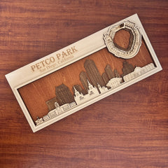 Petco Park & San Diego, San Diego California Skyline Wood Sign