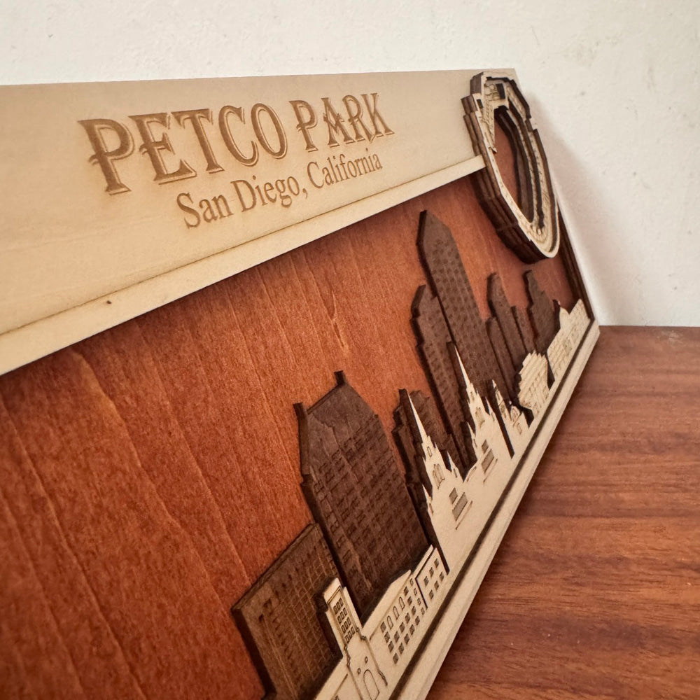 Petco Park & San Diego, San Diego California Skyline Wood Sign
