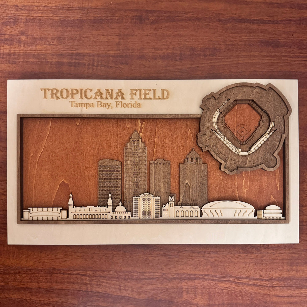 Tropicana Field & Tampa Bay Rays, Florida Skyline Wood Sign