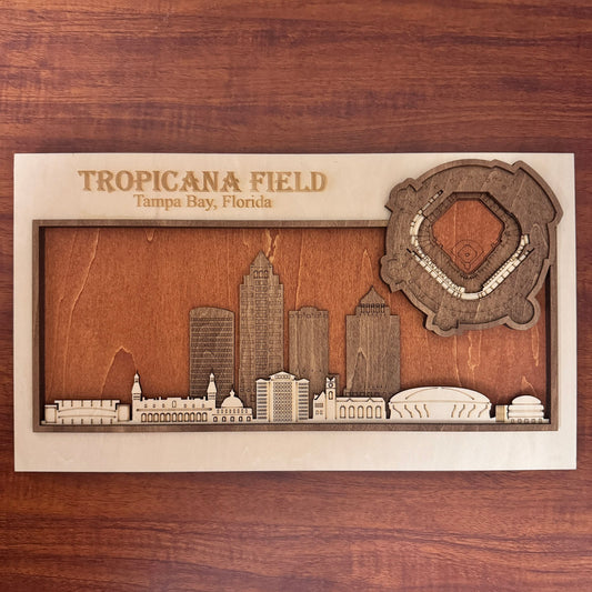 Tropicana Field & Tampa Bay Rays, Florida Skyline Wood Sign