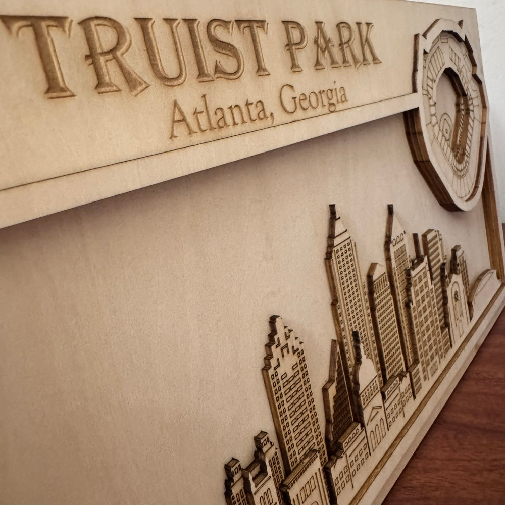 Truist Park & Atlanta, Georgia Skyline Wood Sign