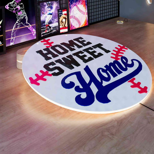 Wooden LED Baseball Door Sign Home Sweet Home 15.7 inches