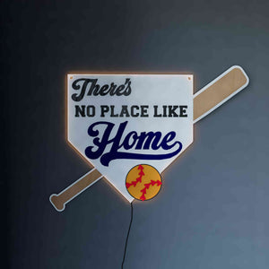 Wooden LED Baseball Door Sign There's No Place Like Home 15.7 inches