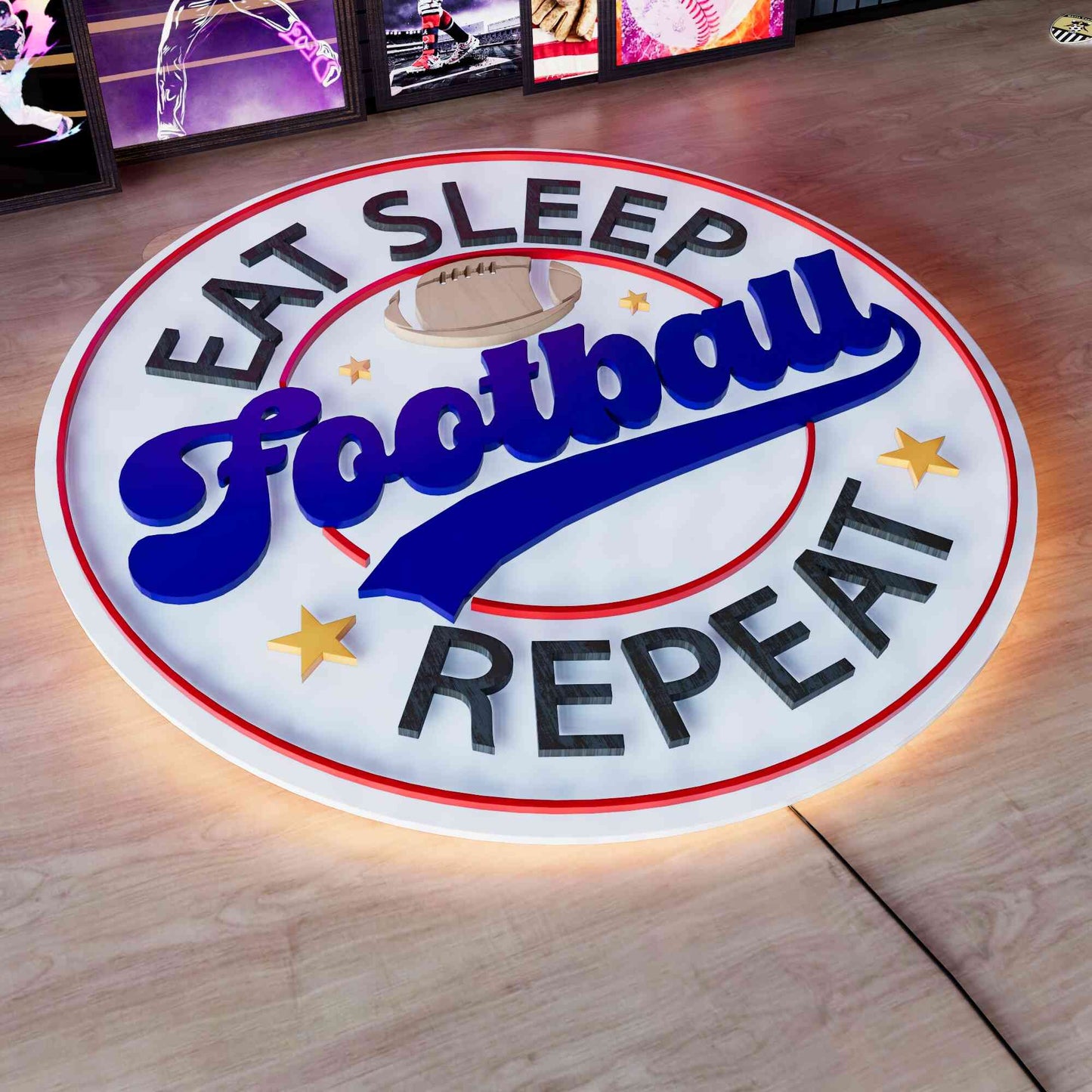 Wooden LED Football Door Sign Jesus Football Family 15.7 inches