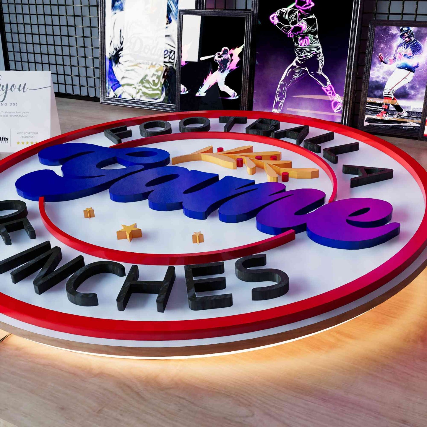 Wooden LED Football Door Sign Football Game Of Inches 15.7 inches