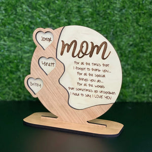 Mother's Day Personalized Cherrywood - Acrylic - Birch wood Plaque Wood Phrase 1 Mom