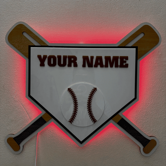 Customized Wooden LED Baseball Sign Featuring Your Name 17.7x15 inches