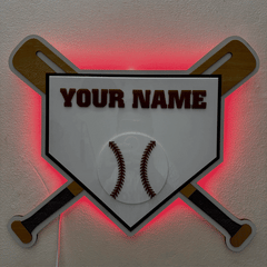 Customized Wooden LED Baseball Sign Featuring Your Name 17.7x15 inches