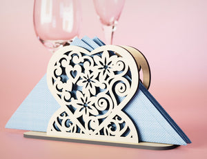 Decorative Napkin Holder Laser Cut Heart Leaf Rose shape Tabletop wooden holder Heart