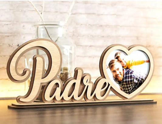 Standing Dad Text with Heart Shape Photo Frame Happy Father’s Day Gift