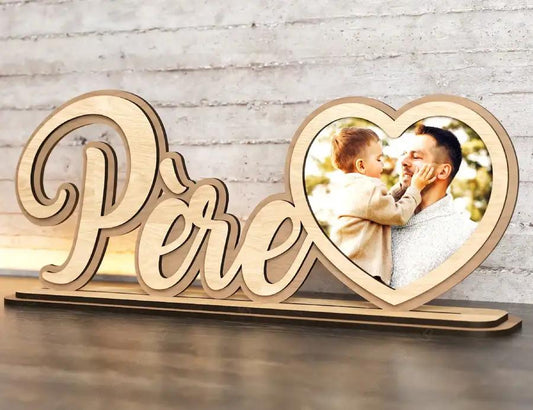 Standing Dad Text with Heart Shape Photo Frame Happy Father’s Day Gift