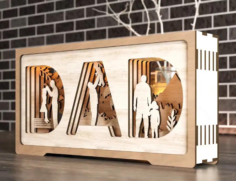 Multilayer Standing Dad and daughter 3D Happy Father’s Day Gift for Dad
