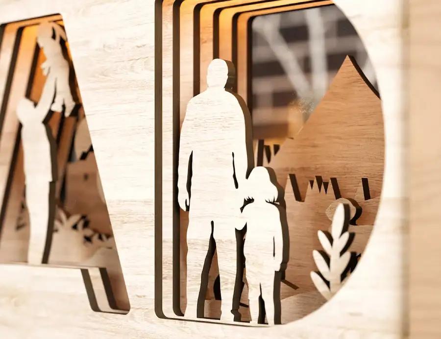 Multilayer Standing Dad and daughter 3D Happy Father’s Day Gift for Dad