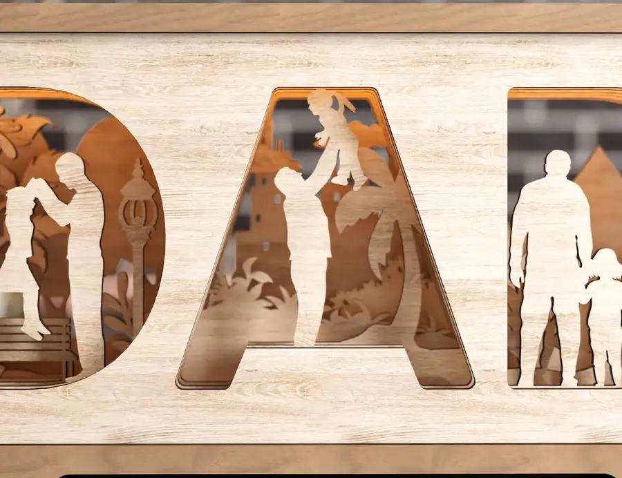 Multilayer Standing Dad and daughter 3D Happy Father’s Day Gift for Dad