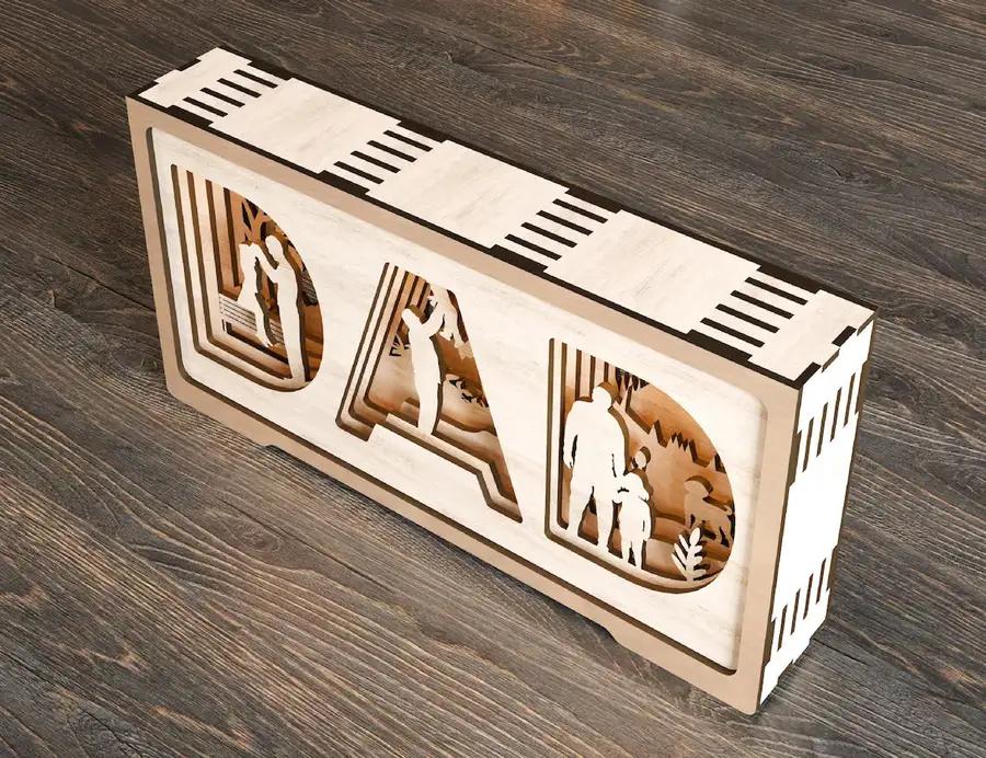Multilayer Standing Dad and daughter 3D Happy Father’s Day Gift for Dad