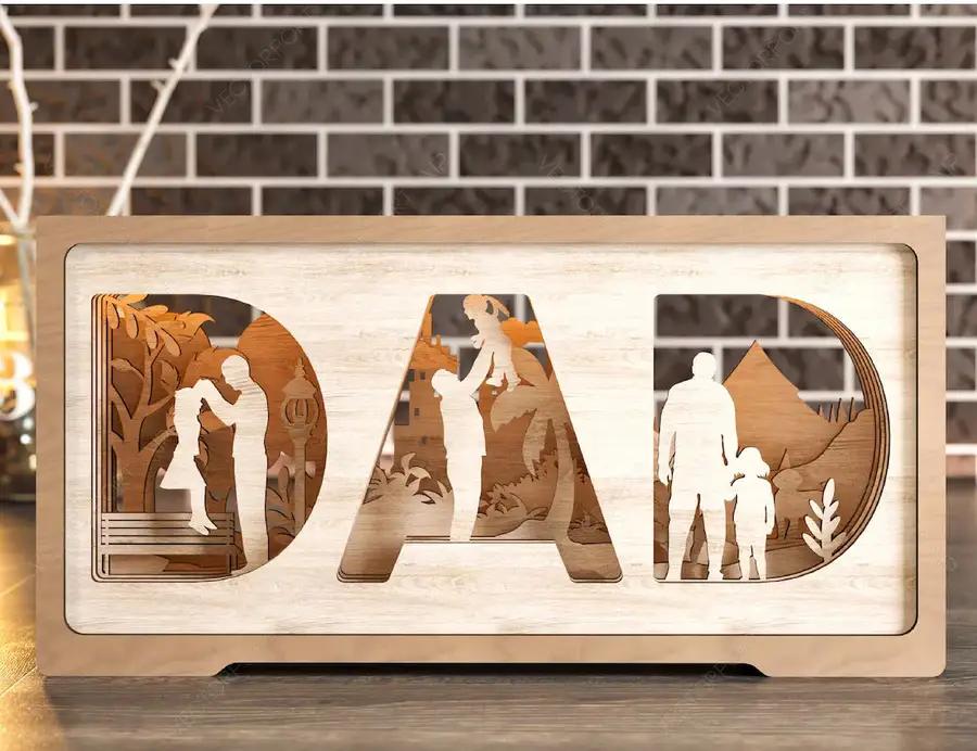 Multilayer Standing Dad and daughter 3D Happy Father’s Day Gift for Dad