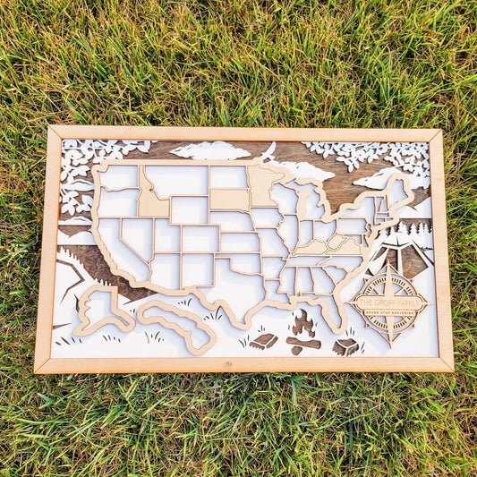 United States Map, Gift for Travelers, US Map Checklist Camping