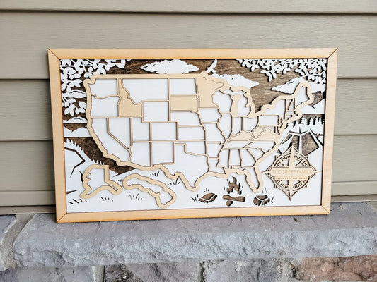 United States Map, Gift for Travelers, US Map Checklist