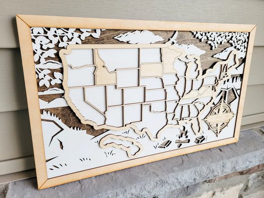 United States Map, Gift for Travelers, US Map Checklist