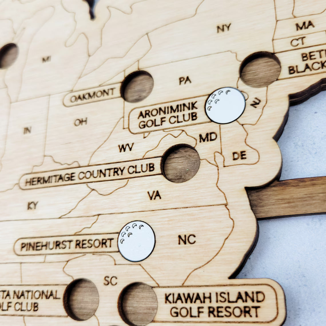 Golf Course Map, Wood Map, Retirement Bucket List, Golf Gifts