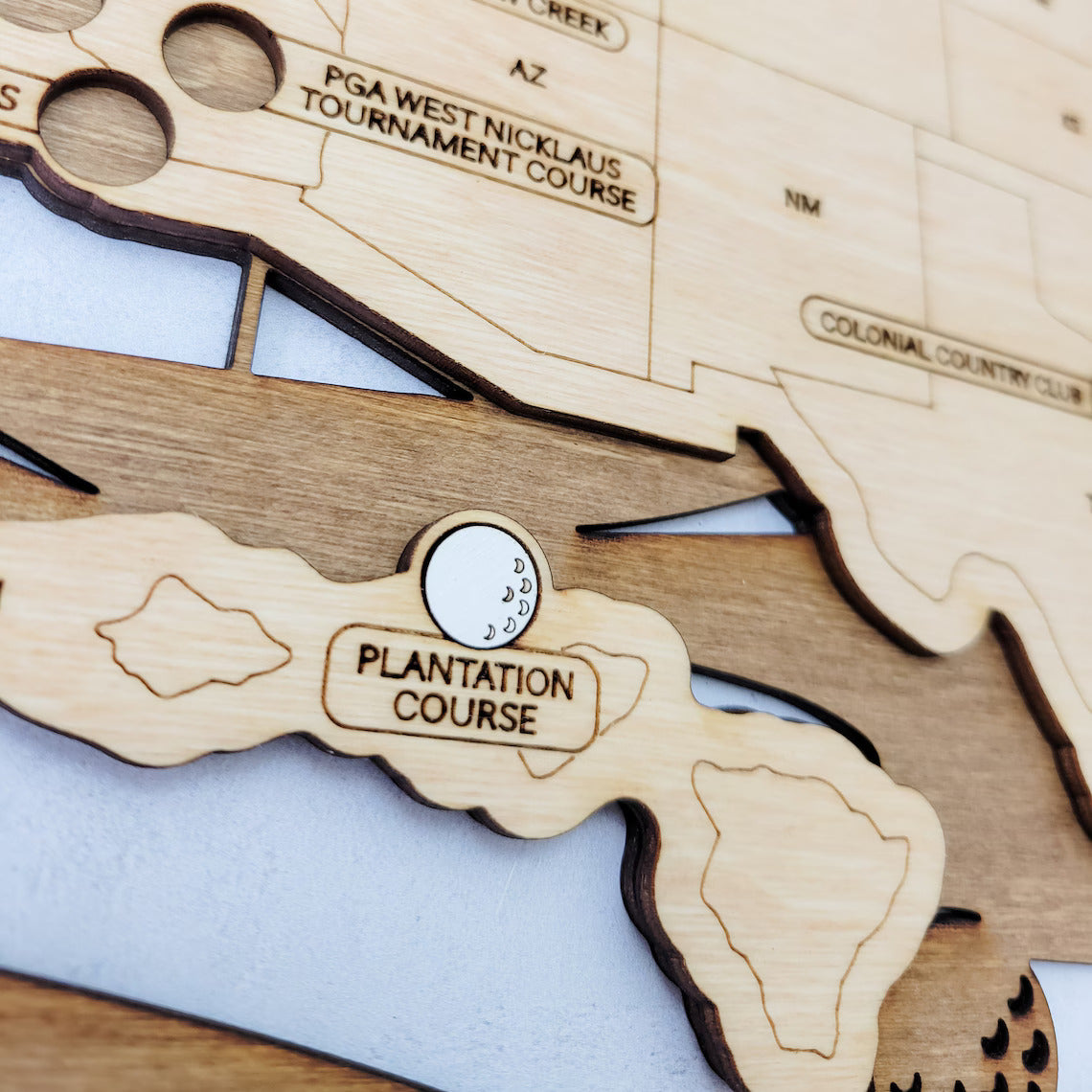 Golf Course Map, Wood Map, Retirement Bucket List, Golf Gifts