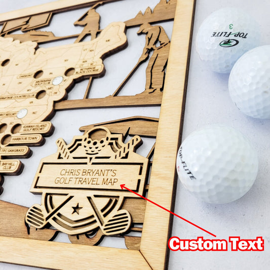 Golf Course Map, Wood Map, Retirement Bucket List, Golf Gifts