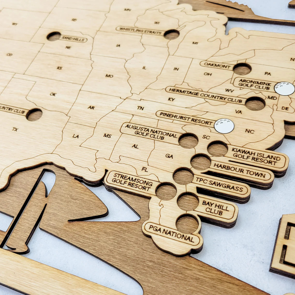 Golf Course Map, Wood Map, Retirement Bucket List, Golf Gifts