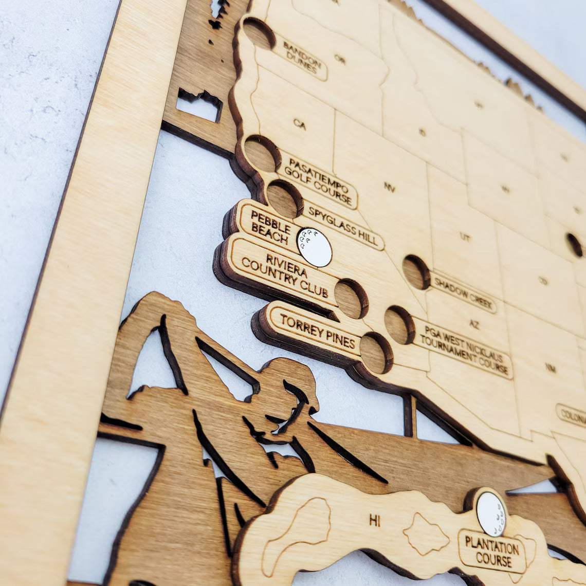 Golf Course Map, Wood Map, Retirement Bucket List, Golf Gifts