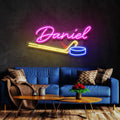Teenage boy gifts football, neon name sign