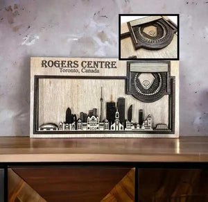 Rogers Centre & Toronto, Canada Skyline Wood Sign