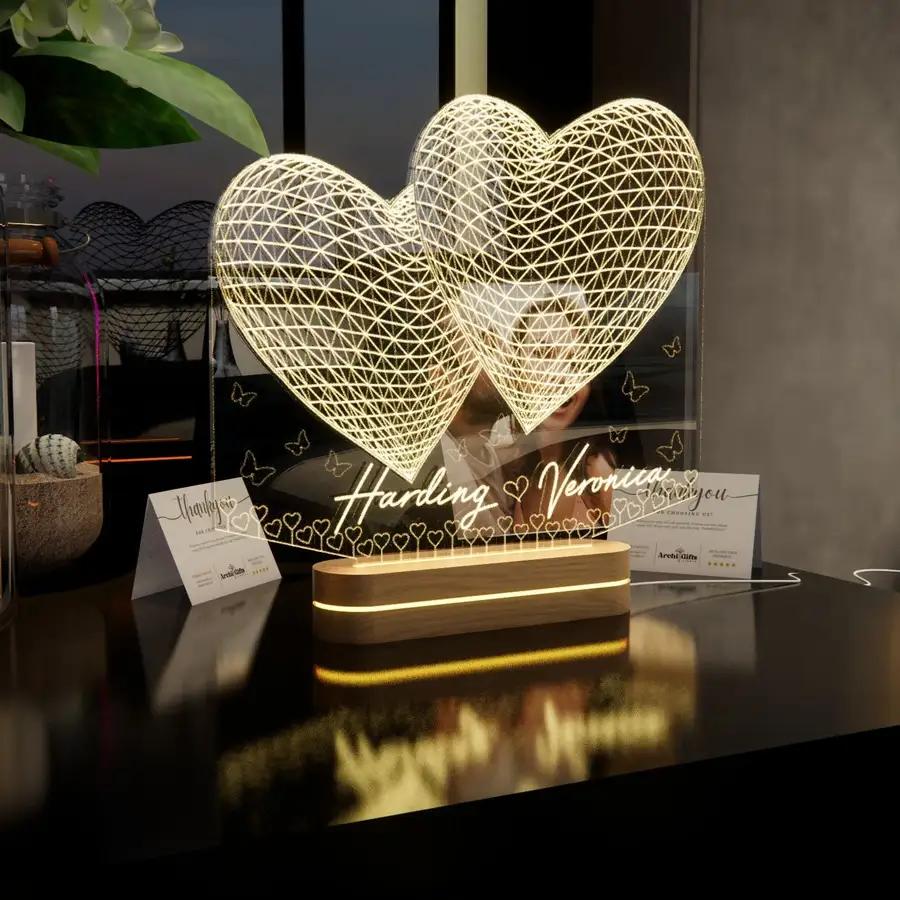 Personalized Heart-shaped Bedside Lamp - N03
