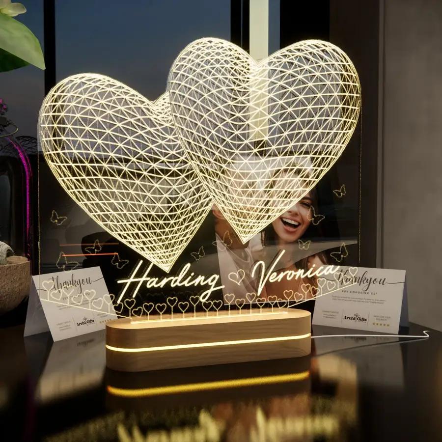Personalized Heart-shaped Bedside Lamp - N03