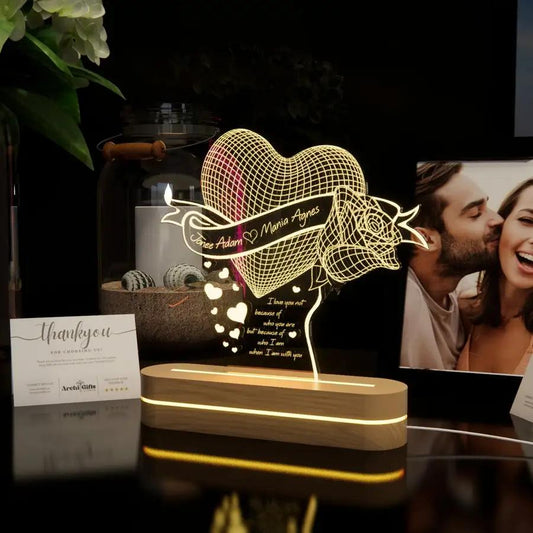 Personalized Heart-shaped Bedside Lamp - N01
