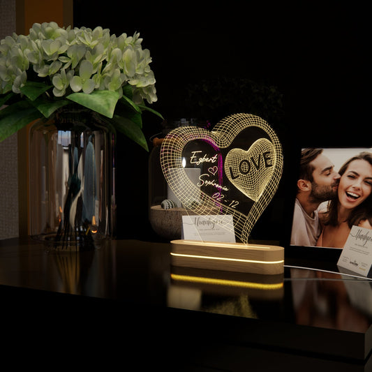 Personalized Heart-shaped Bedside Lamp - N02