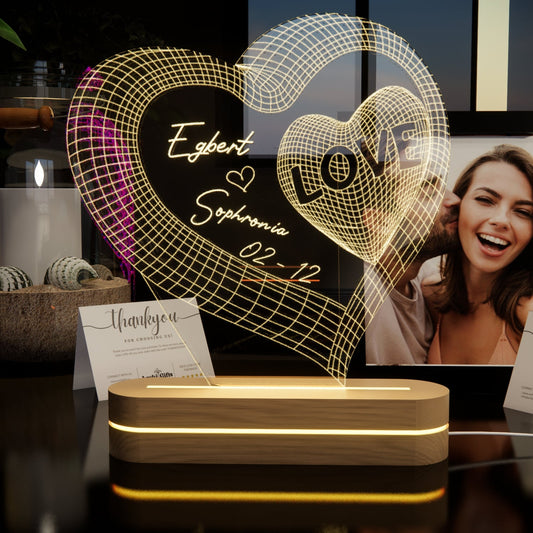 Personalized Heart-shaped Bedside Lamp - N02