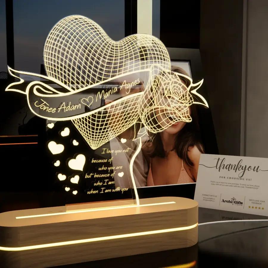 Personalized Heart-shaped Bedside Lamp - N01
