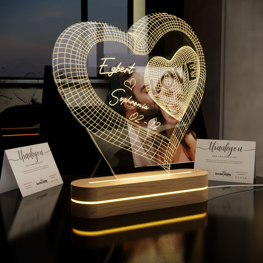 Personalized Heart-shaped Bedside Lamp - N02