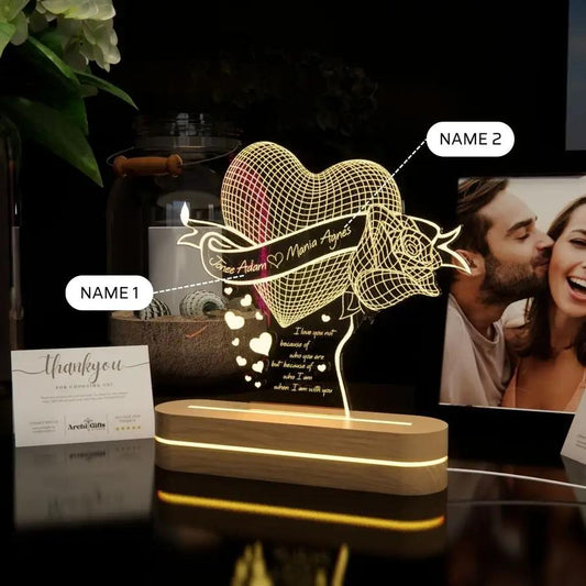 Personalized Heart-shaped Bedside Lamp - N01