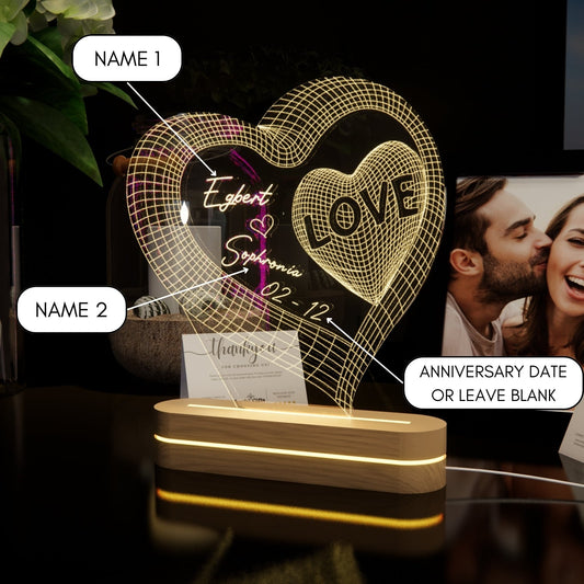 Personalized Heart-shaped Bedside Lamp - N02